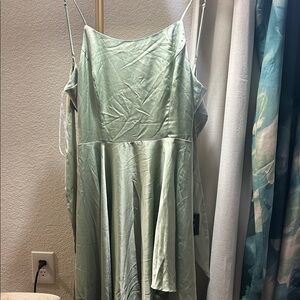 Lulu's Asymmetrical Dress in Sage Green